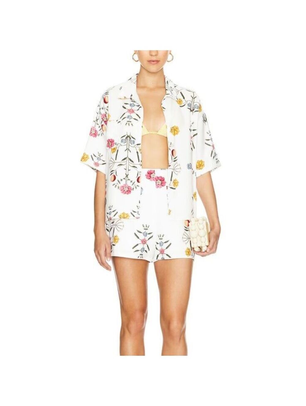 Anthropologie Sancia Floral Print Two-Piece Linen Lounge Set Size Small